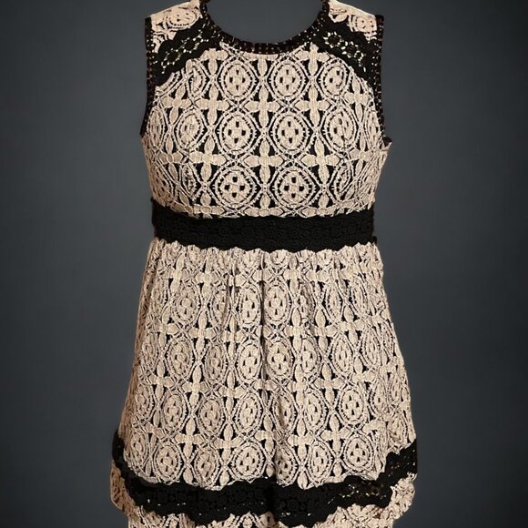🌸Lace black and cream beige tan cream dress Altar’d State altered Large Medium - Picture 1 of 6
